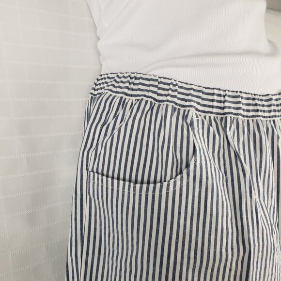 Capris Quacker Factory Lightweight Blue White Stripe Women Cotton Blend - Picture 6 of 15